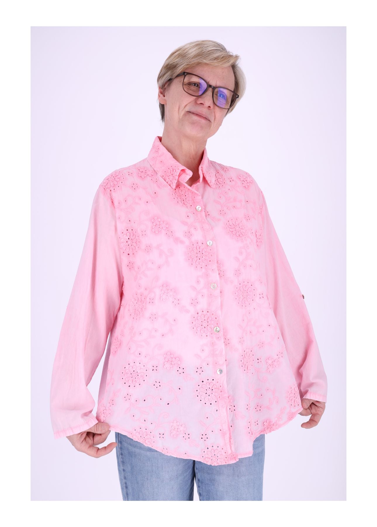 Bluse Damen Stickerei gewaschen