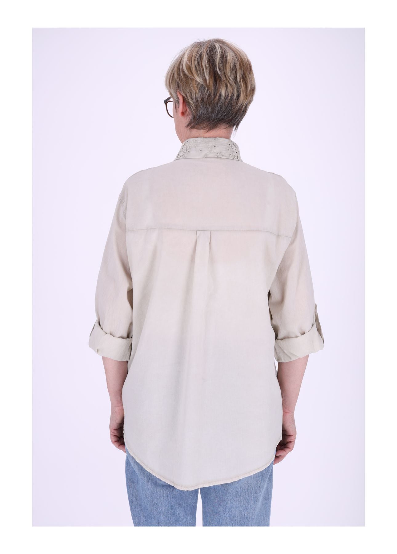 Bluse Damen Stickerei gewaschen