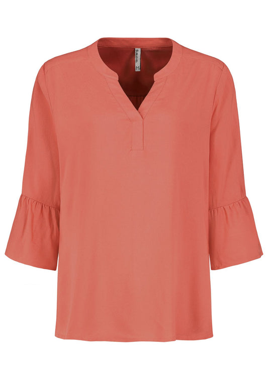 Damen DOB Bluse, 3/4 Ärmel mit Volant,