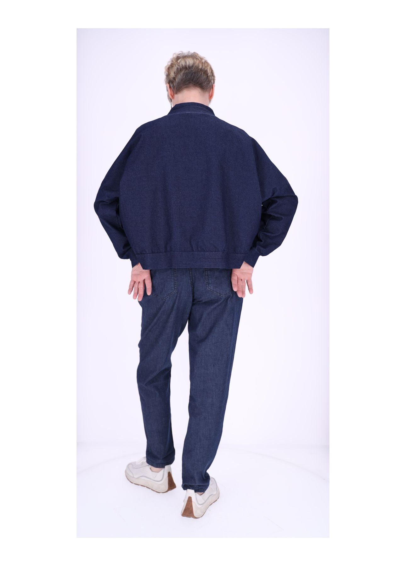 Damen DOB light denim ballon fit, Falten