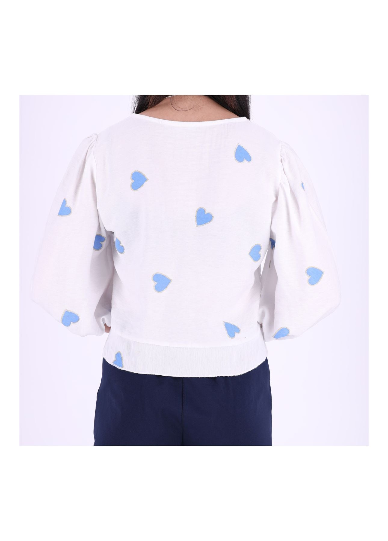 Shirt Damen kurz mit Raffung Herzen