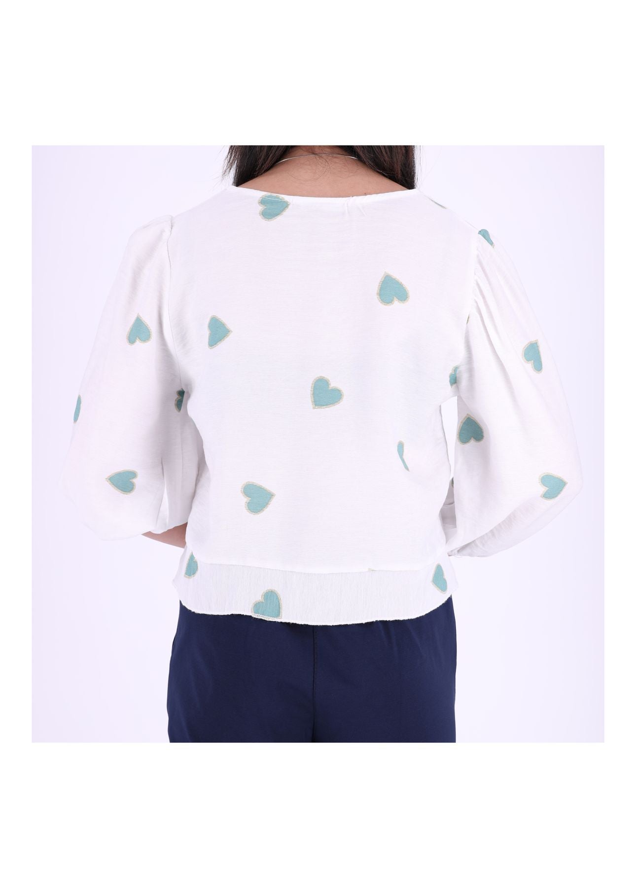 Shirt Damen kurz mit Raffung Herzen