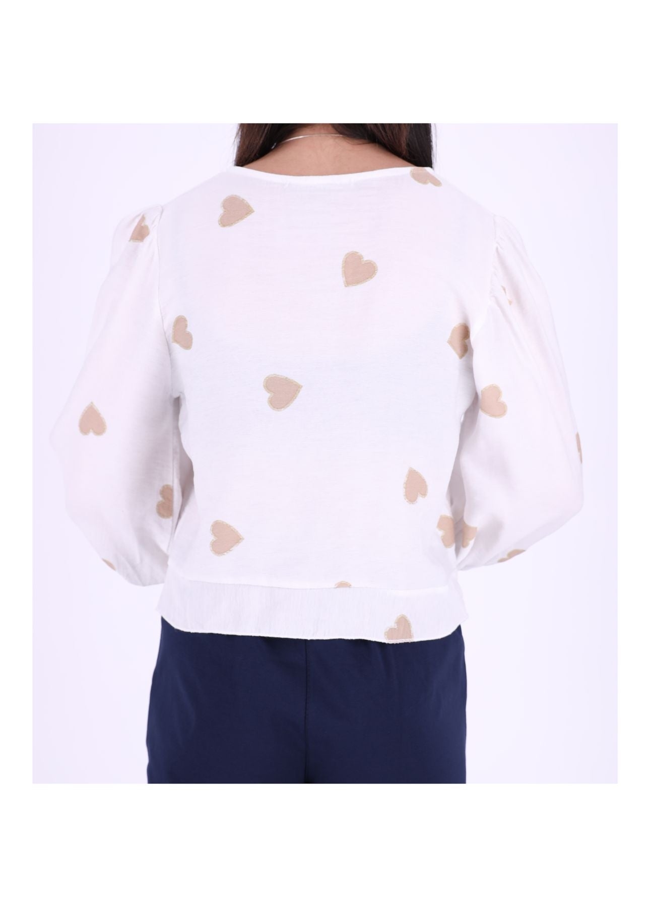 Shirt Damen kurz mit Raffung Herzen