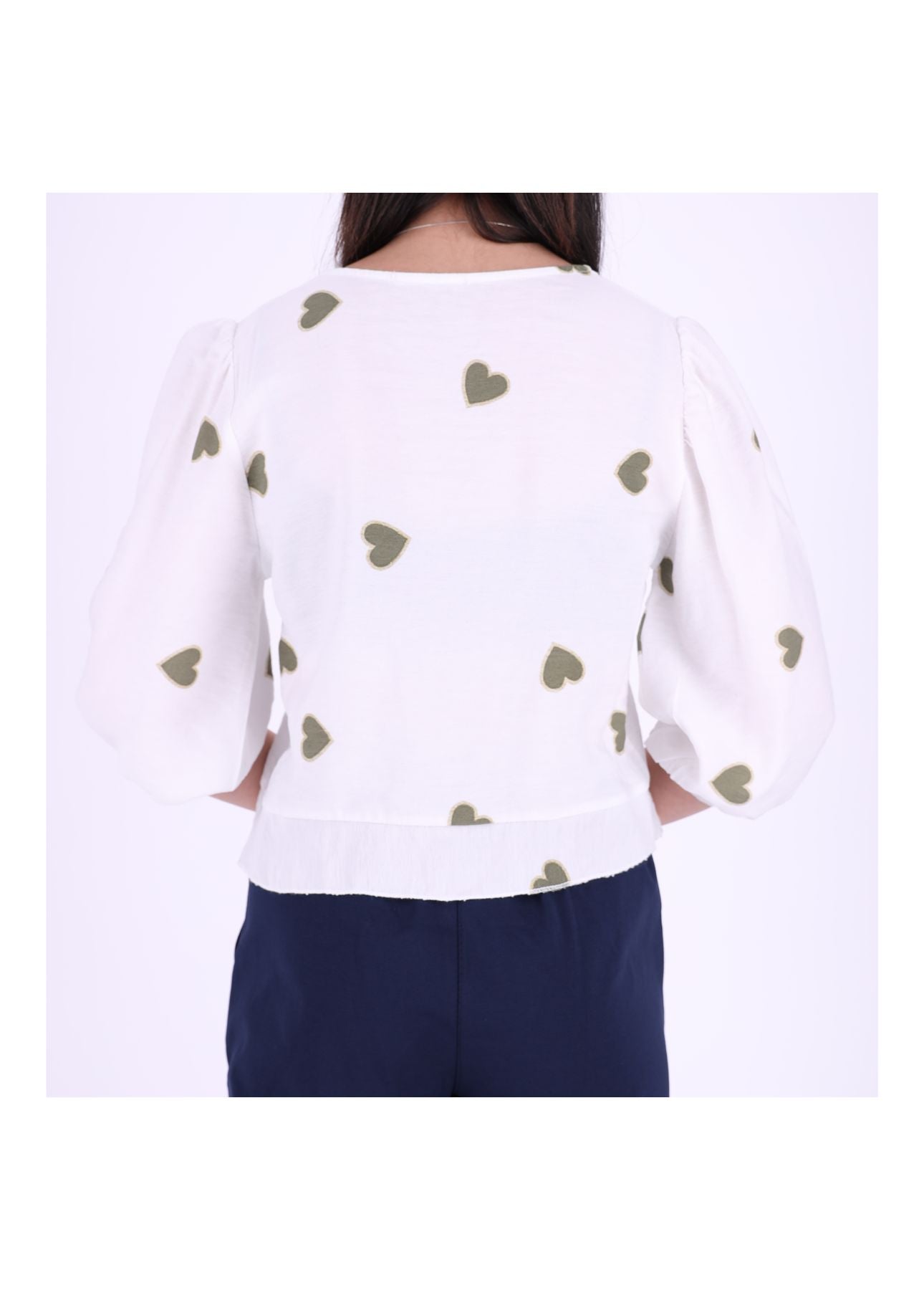 Shirt Damen kurz mit Raffung Herzen