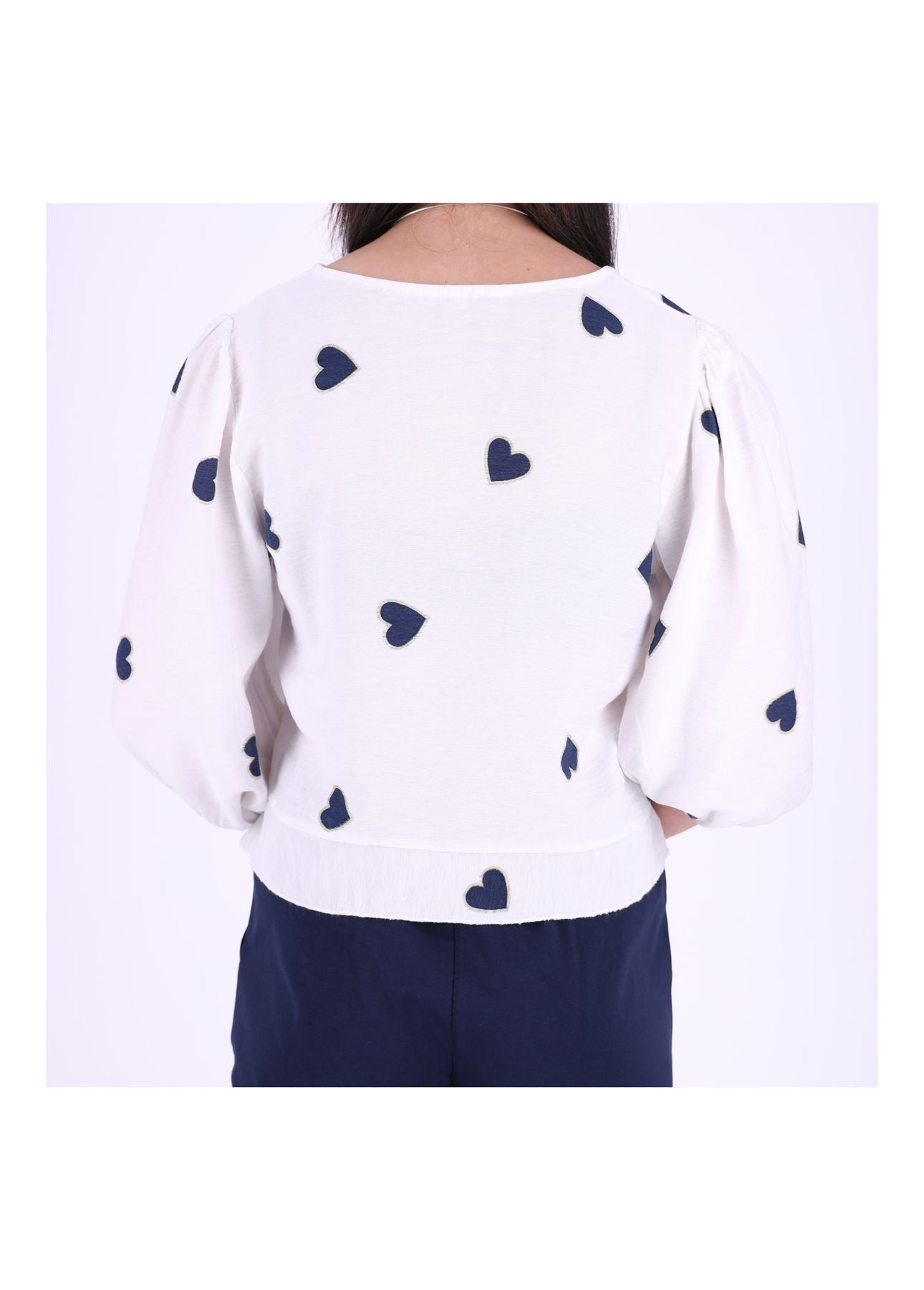 Shirt Damen kurz mit Raffung Herzen