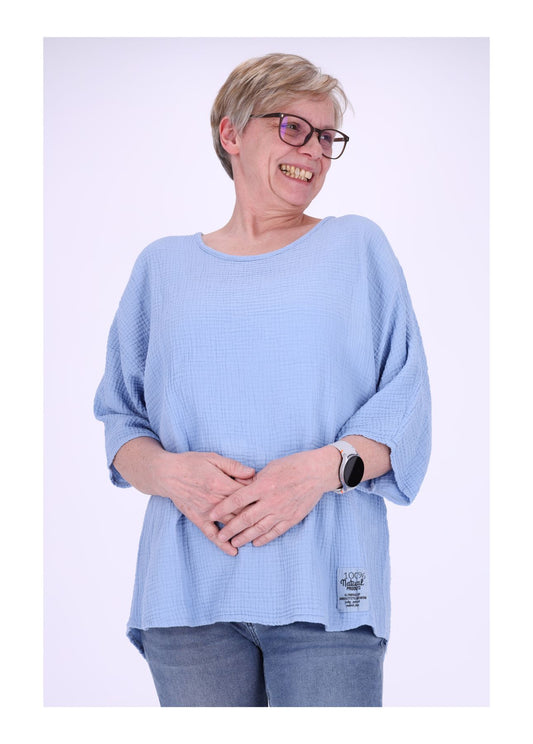 Damen T-Shirt Musselinoptik