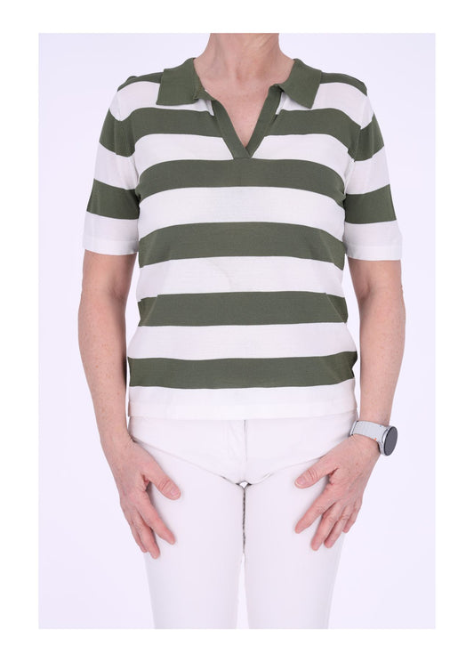 Damen Poloshirt kurzarm Blockstreifen
