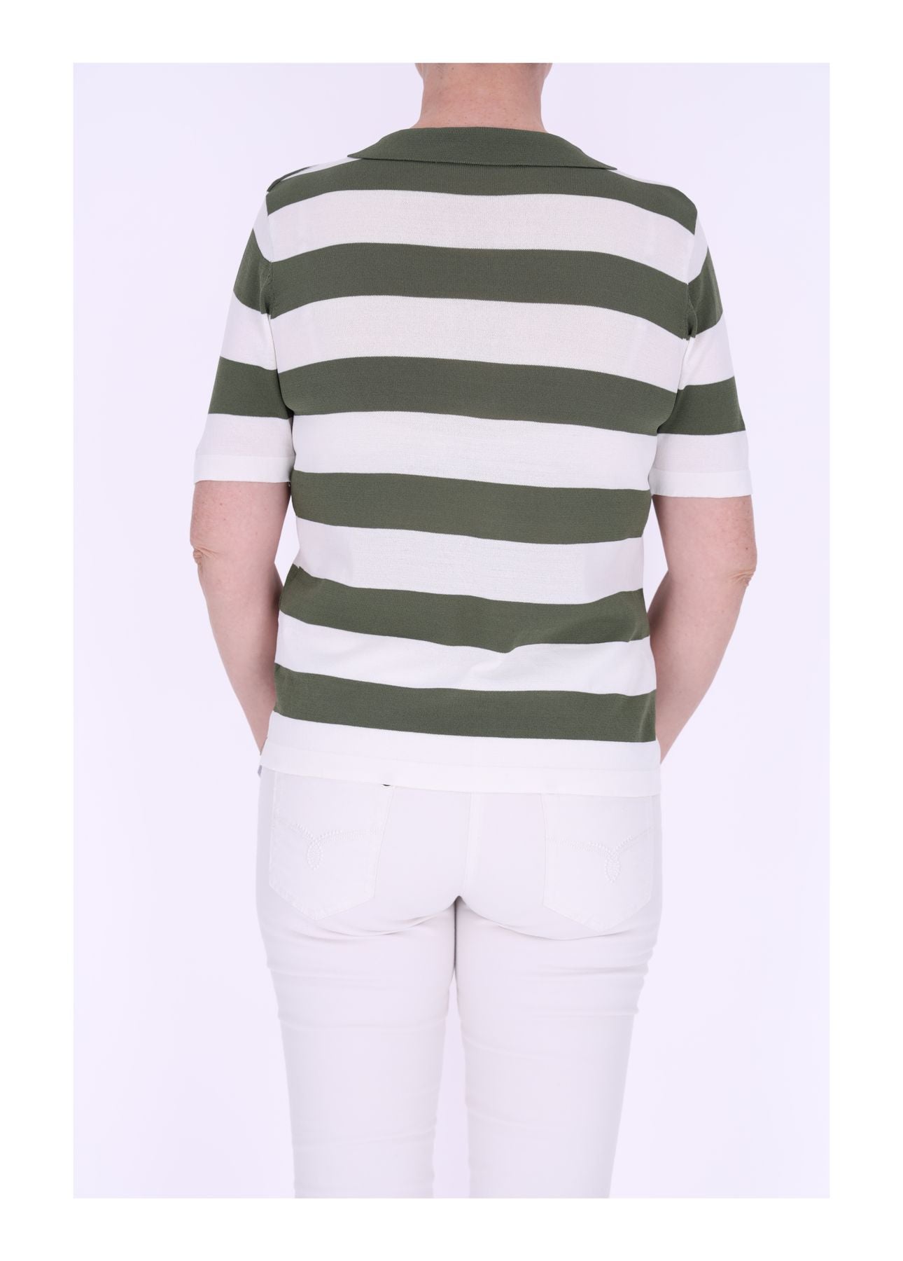 Damen Poloshirt kurzarm Blockstreifen