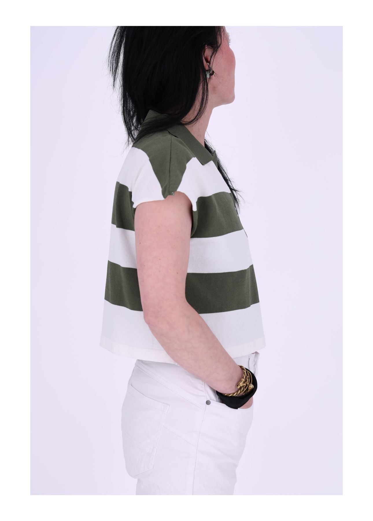 Damen Poloshirt ohne Arm Blockstreifen