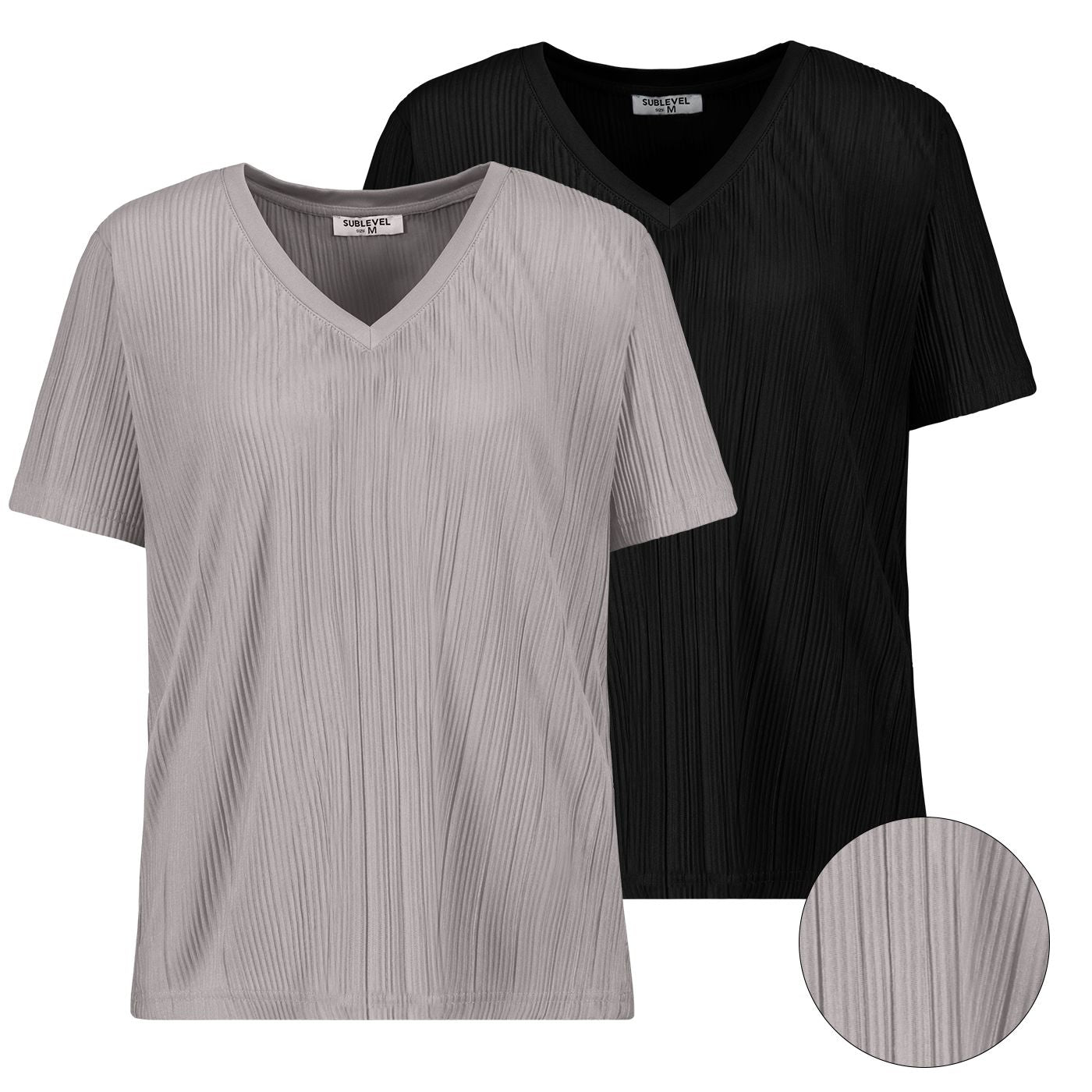 Damen DOB Plissee Shirt,kurzarm,V-Ausschn