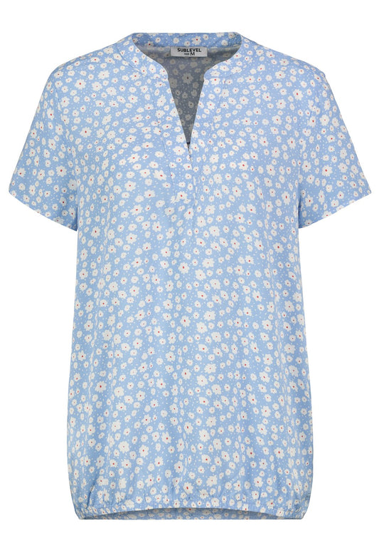 Damen DOB Bluse, Rundhals mit V-Ausschnit