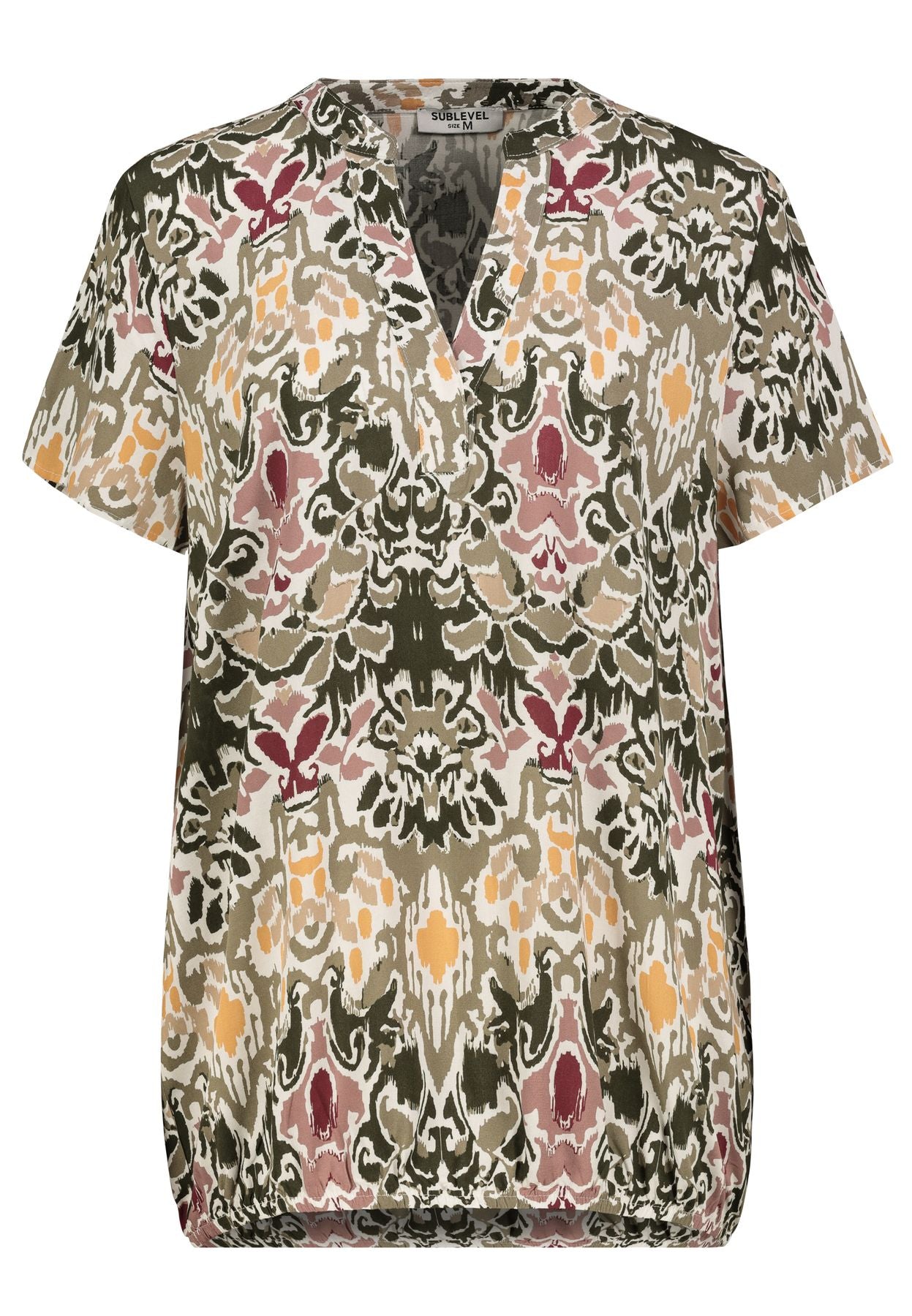 Damen DOB Bluse, Rundhals mit V-Ausschnit