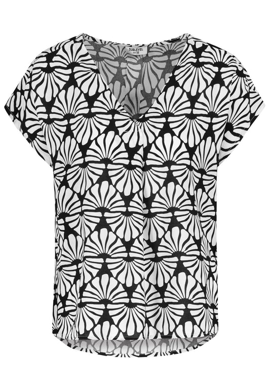 Damen DOB Bluse, V-Ausschnitt mit eingele