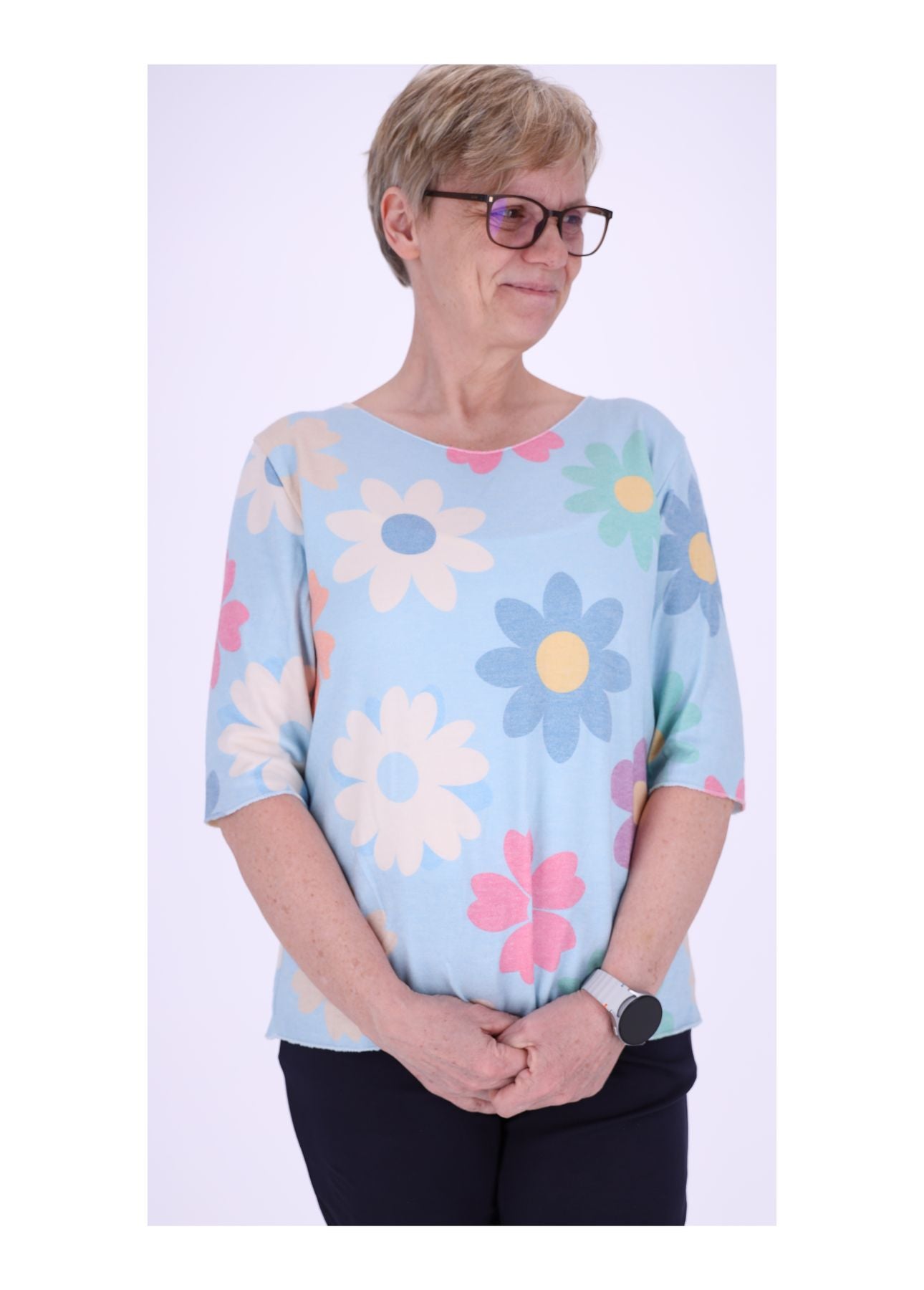 Damen T-Shirt Blumenprint