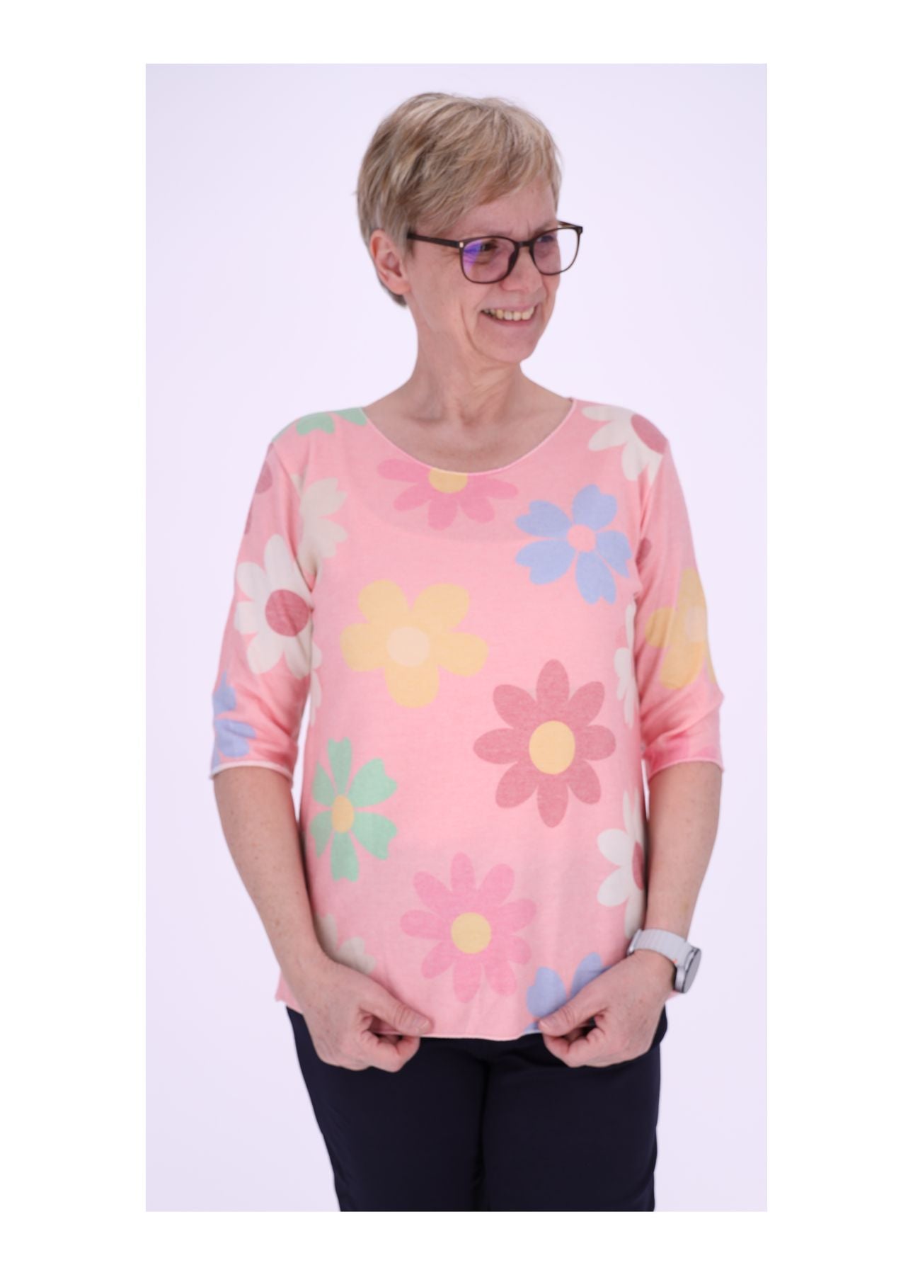Damen T-Shirt Blumenprint