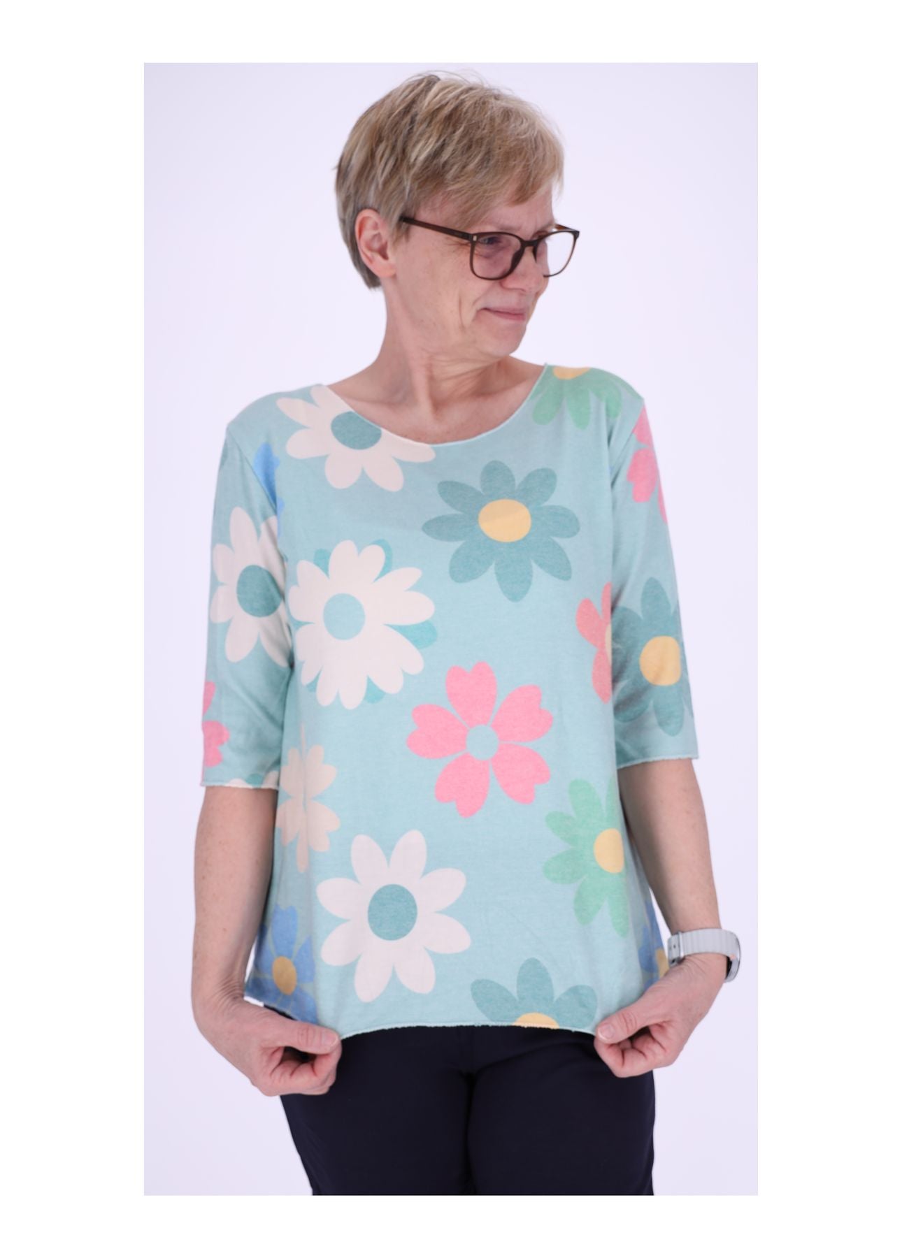 Damen T-Shirt Blumenprint