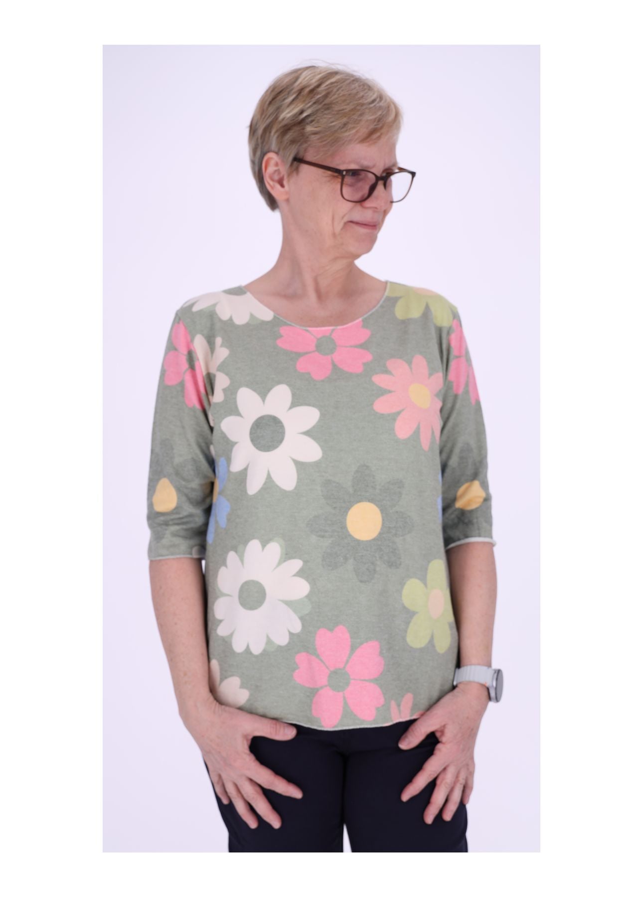 Damen T-Shirt Blumenprint