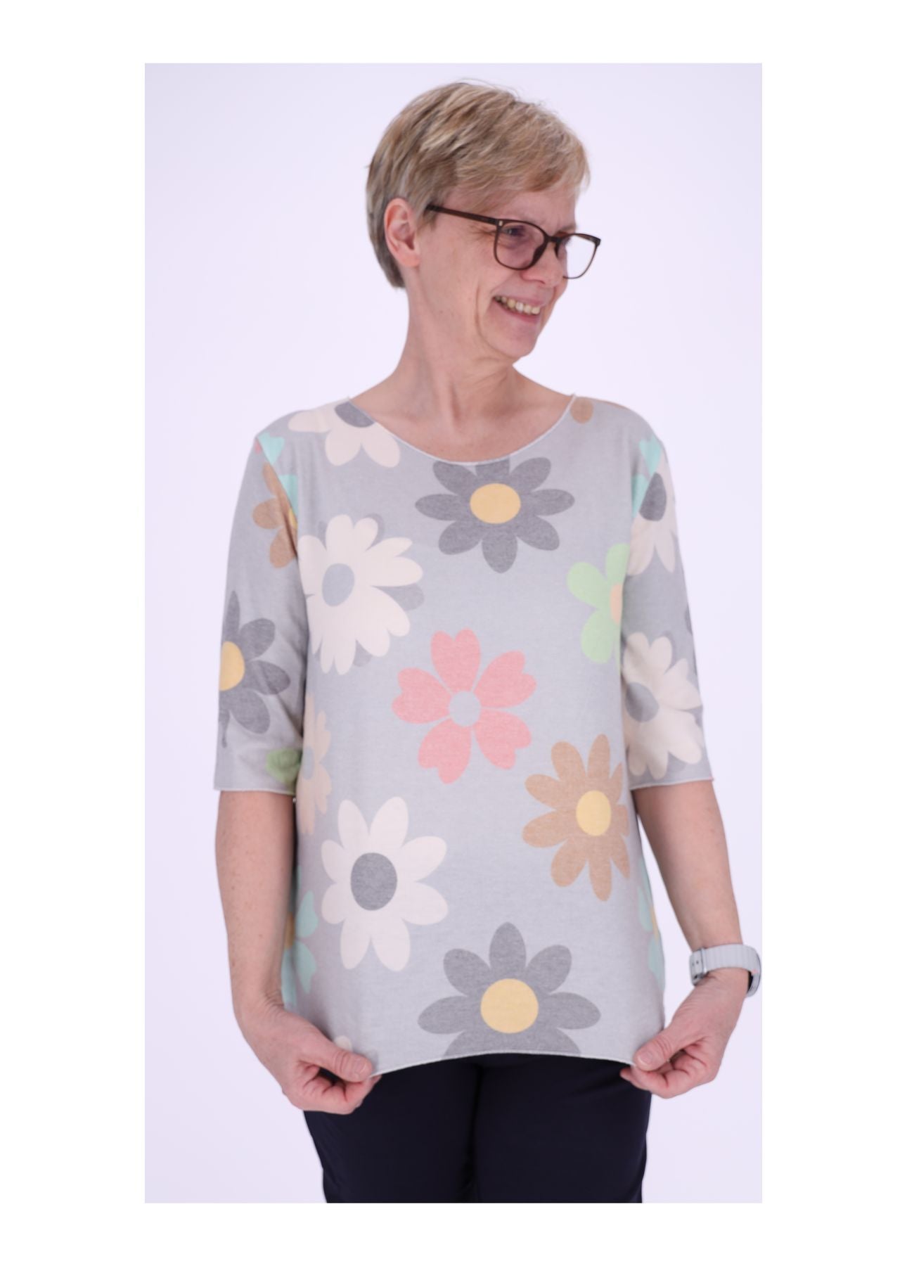 Damen T-Shirt Blumenprint