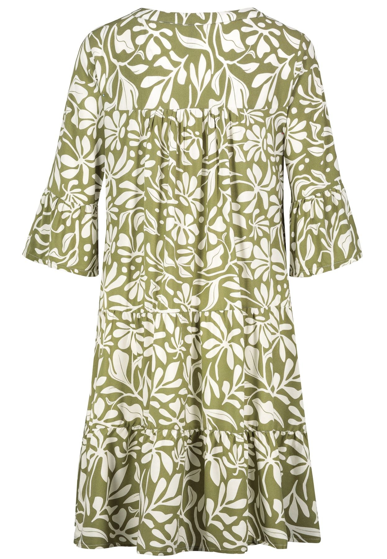 Damen Kleid mit Volants,midi,3/4 Ärmel mi