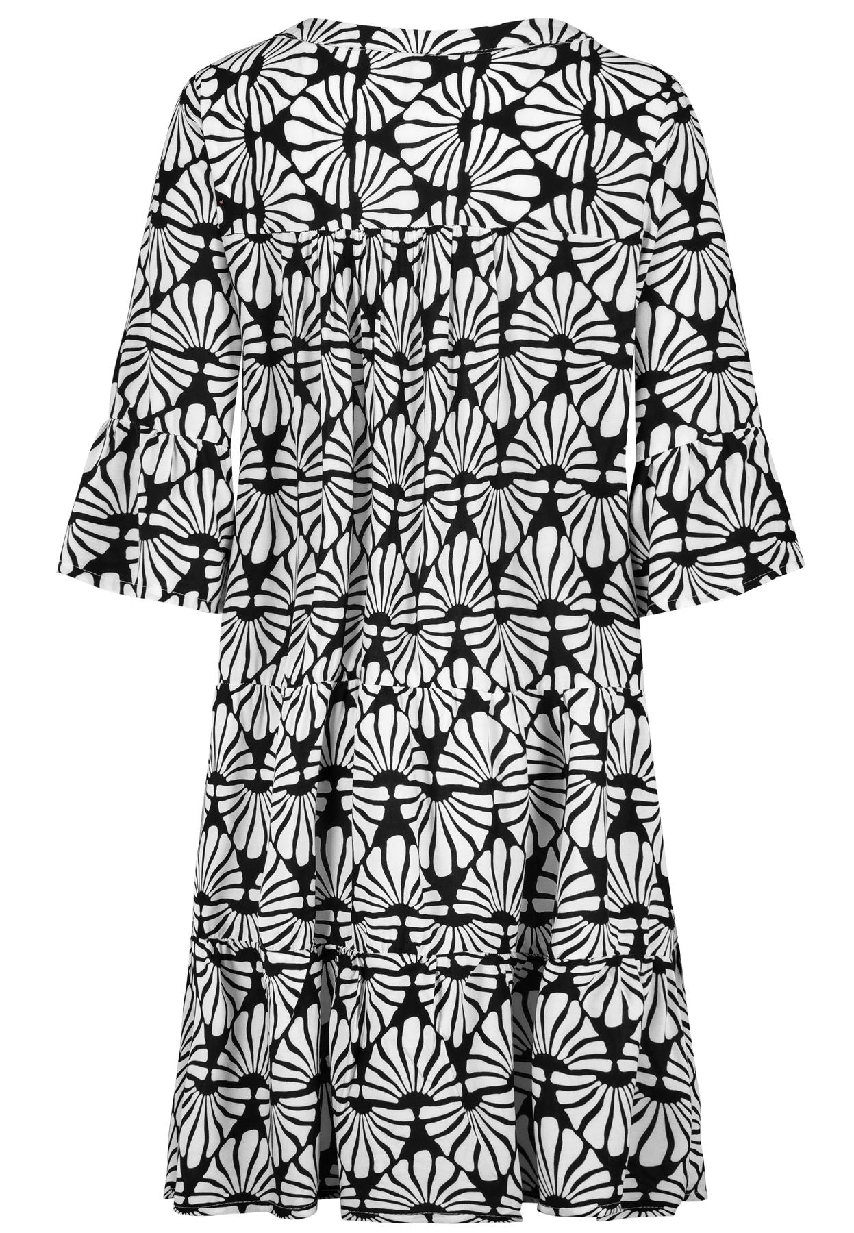 Damen Kleid mit Volants,midi,3/4 Ärmel mi