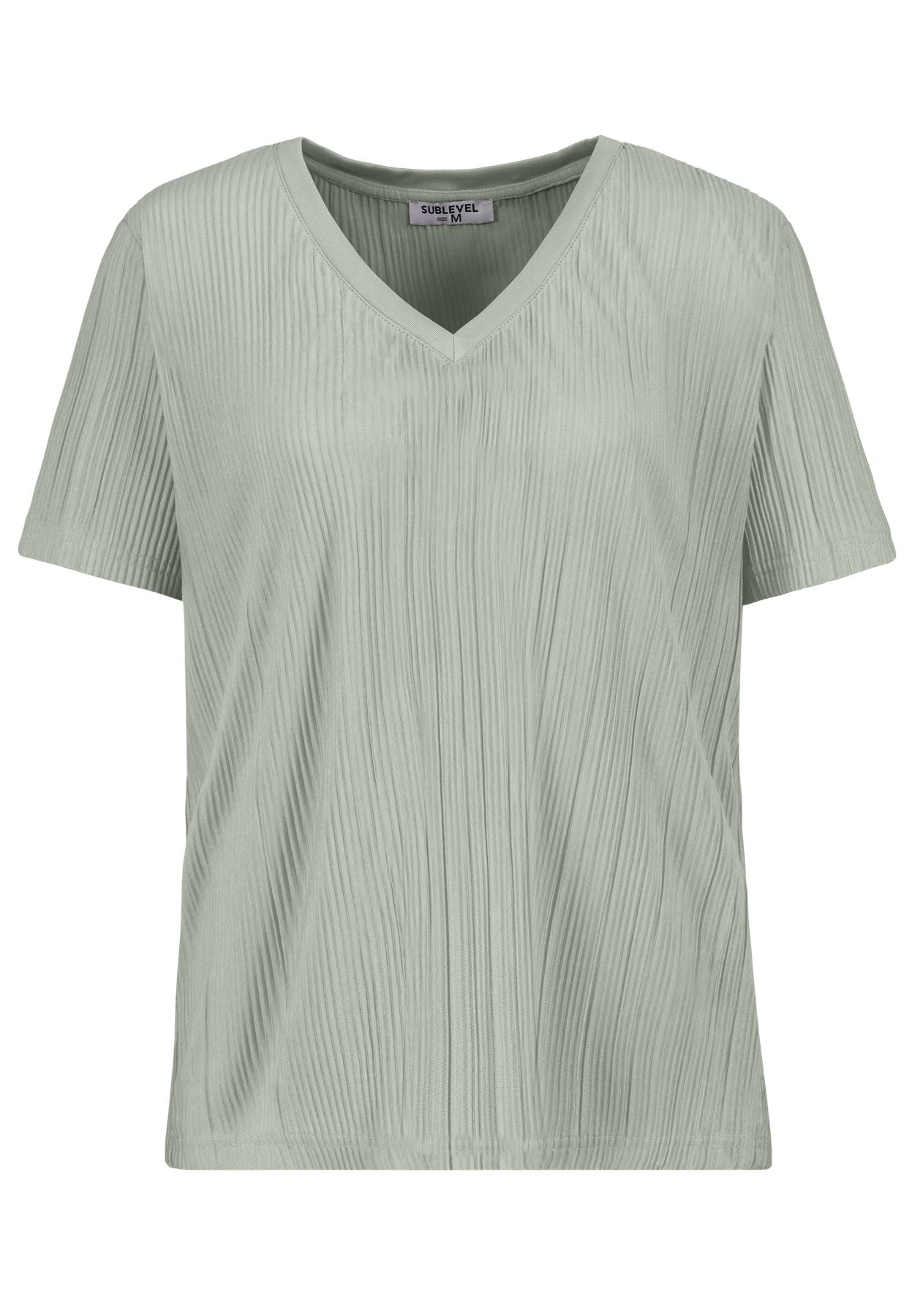 Damen DOB Plissee Shirt,kurzarm,V-Ausschn