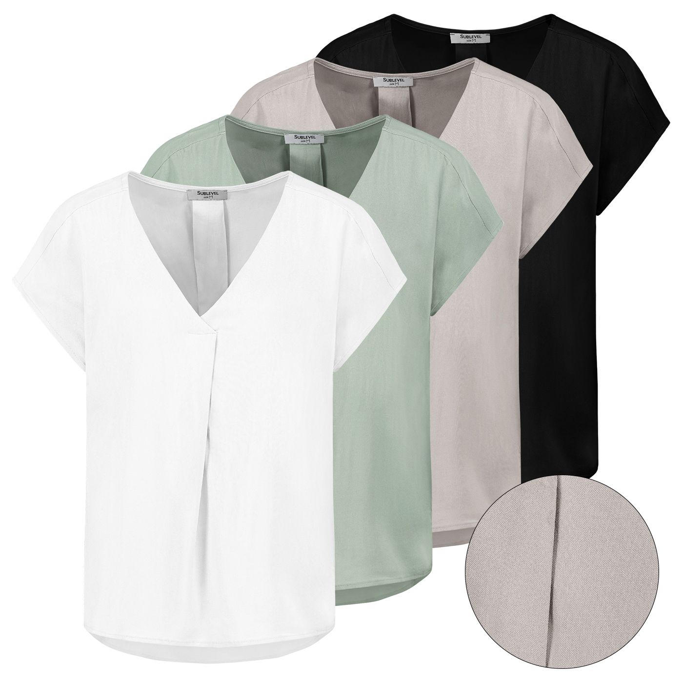 Damen DOB Bluse, V-Ausschnitt mit eingele