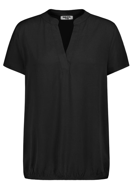 Damen DOB Bluse, Rundhals mit V-Ausschnit