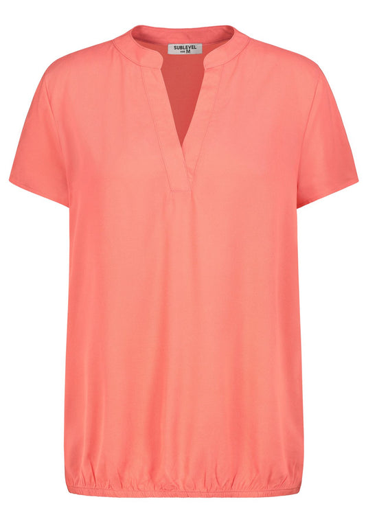 Damen DOB Bluse, Rundhals mit V-Ausschnit