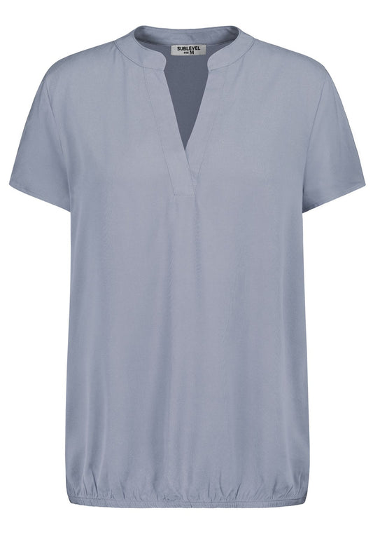 Damen DOB Bluse, Rundhals mit V-Ausschnit
