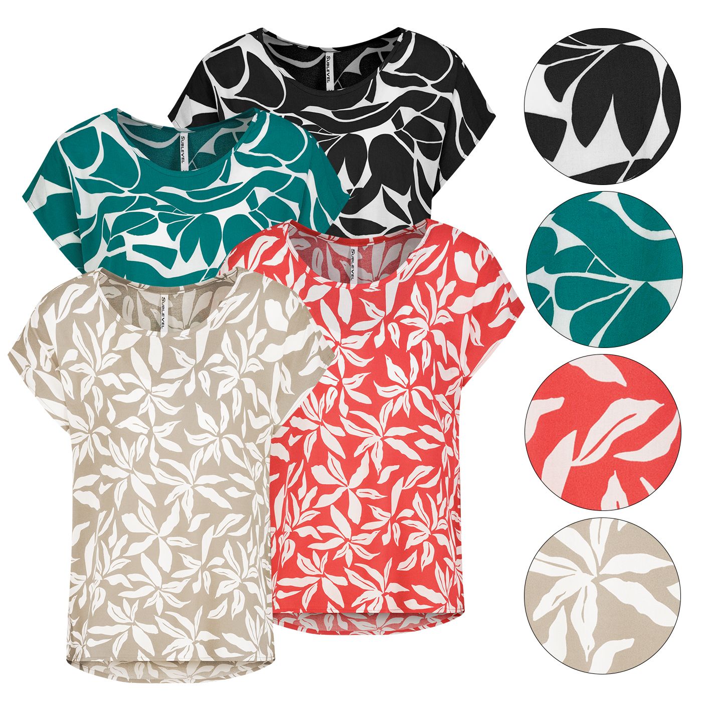 Damen DOB Bluse, Rundhals mit Piping, übe