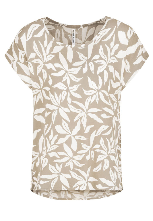 Damen DOB Bluse, Rundhals mit Piping, übe