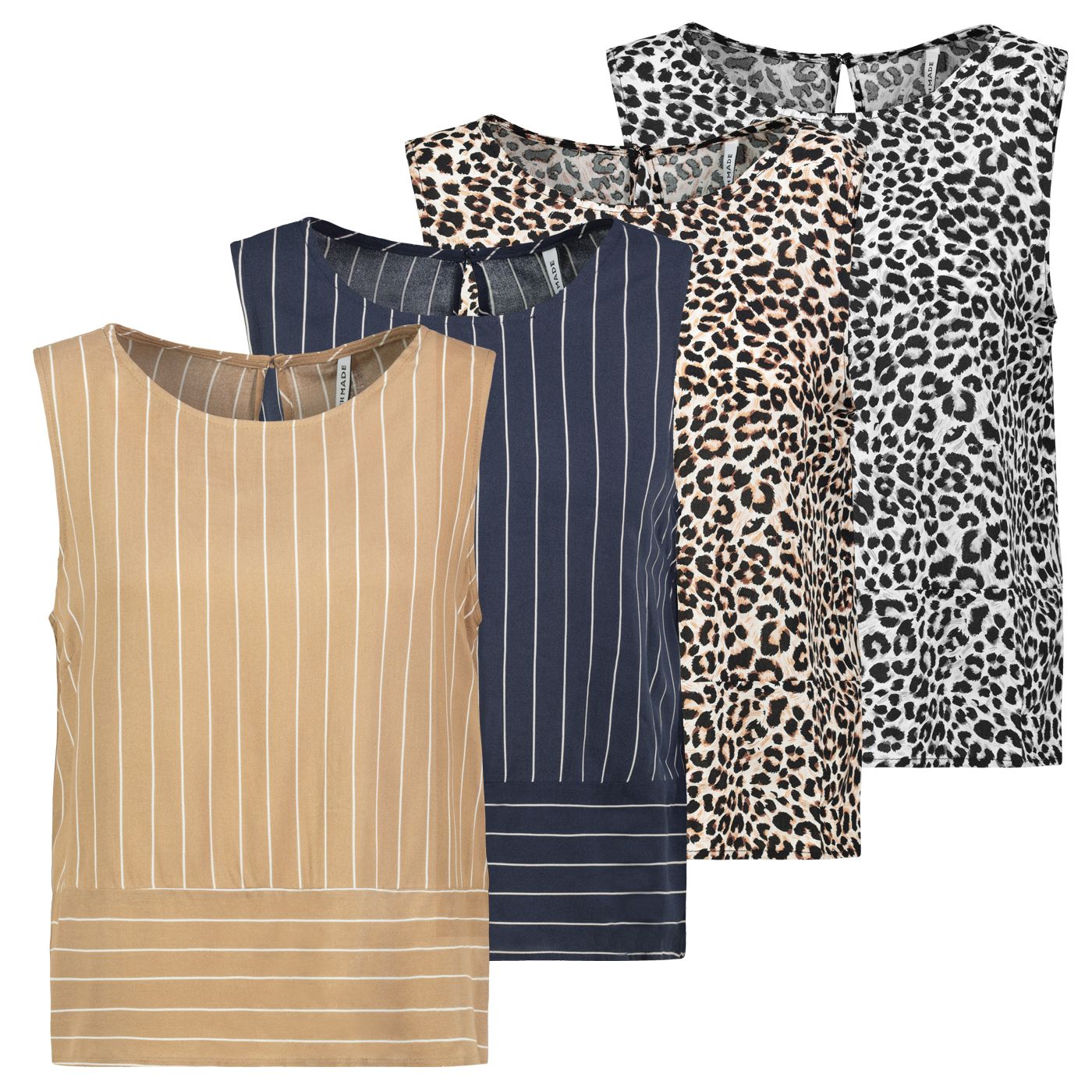 Damen DOB Bluse, ohne Ärmel, Rundhals mit