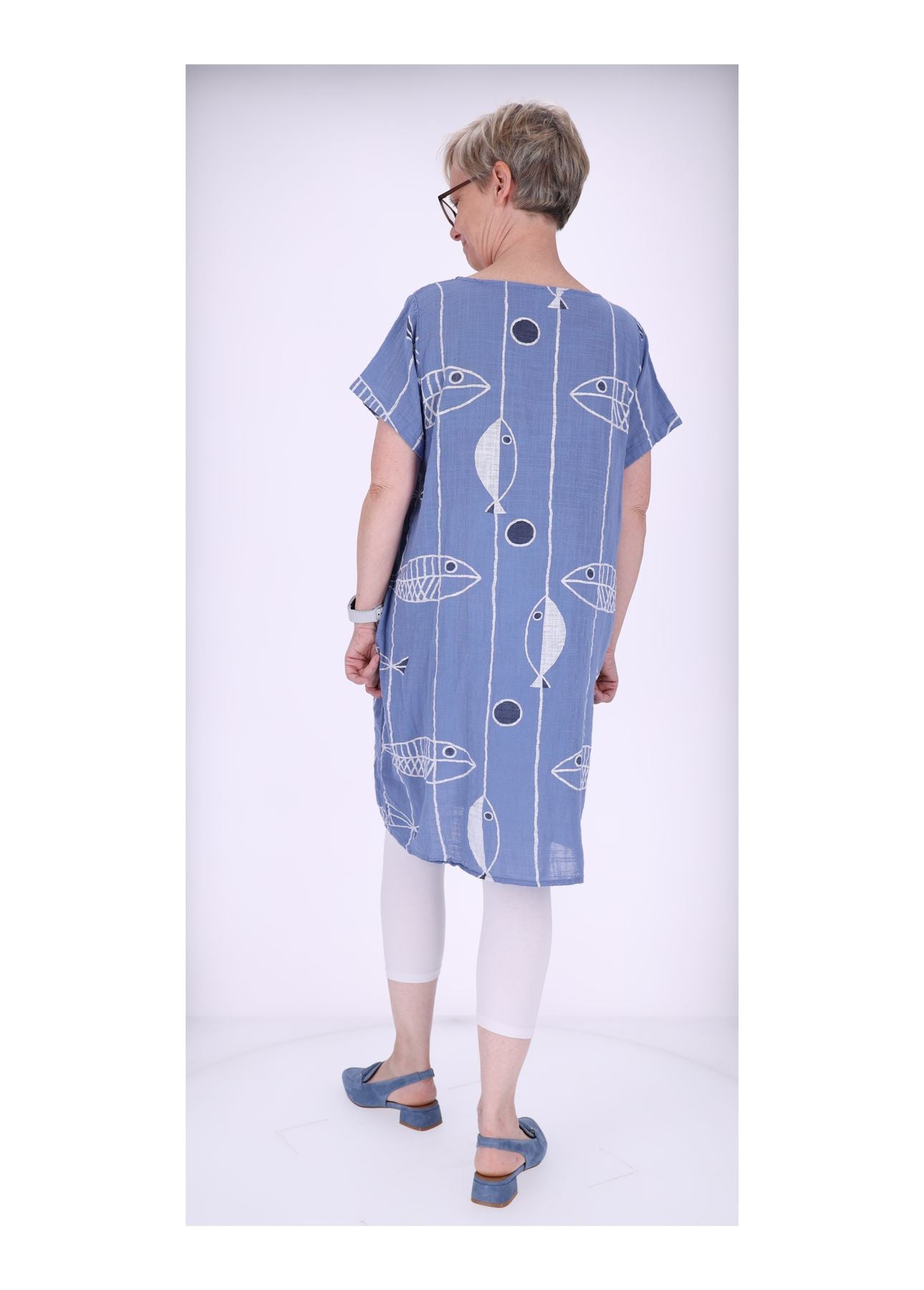 Kleid Leinenoptik Taschen