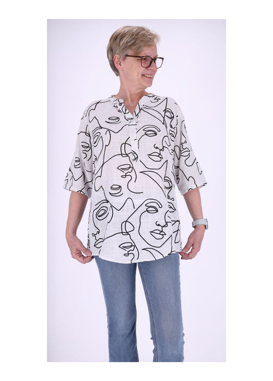 Damen Blusenshirt 1/2 Arm mit Print