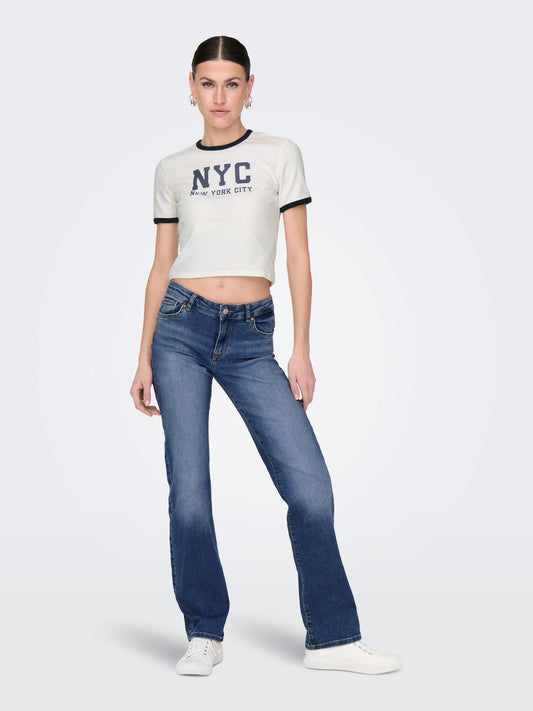 Damen ONLVIKKA S/S RIB O-NECK SHORT TOP C