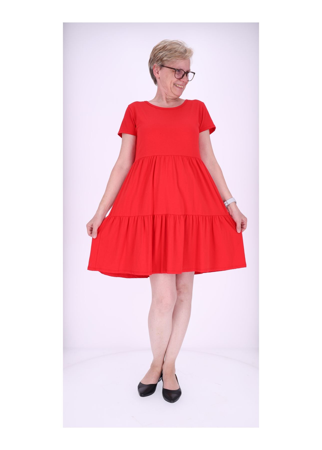 Damen Stufenkleid Jersey Kurzarm