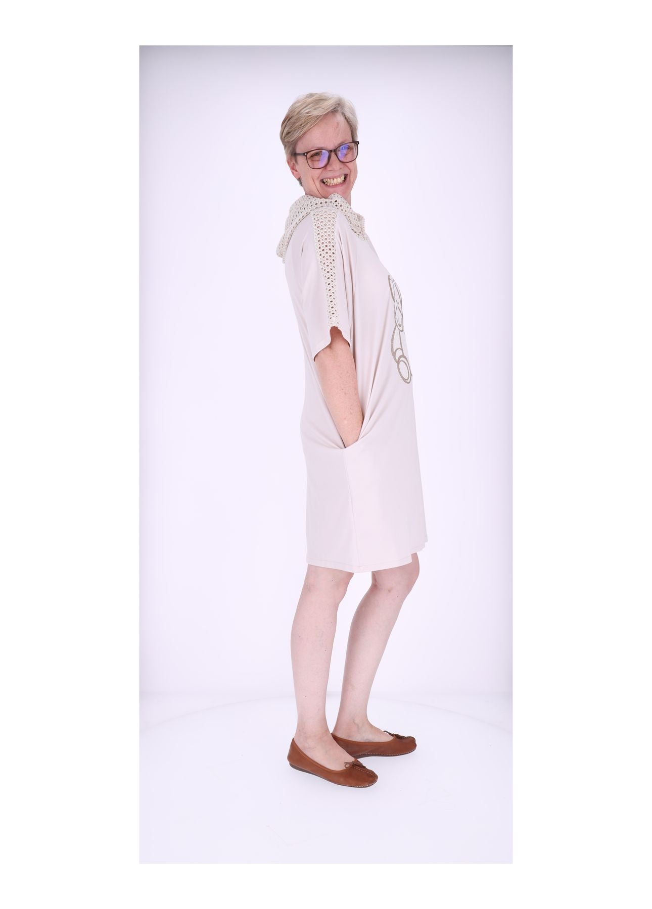 Damen Sweatkleid Kapuze Teddy