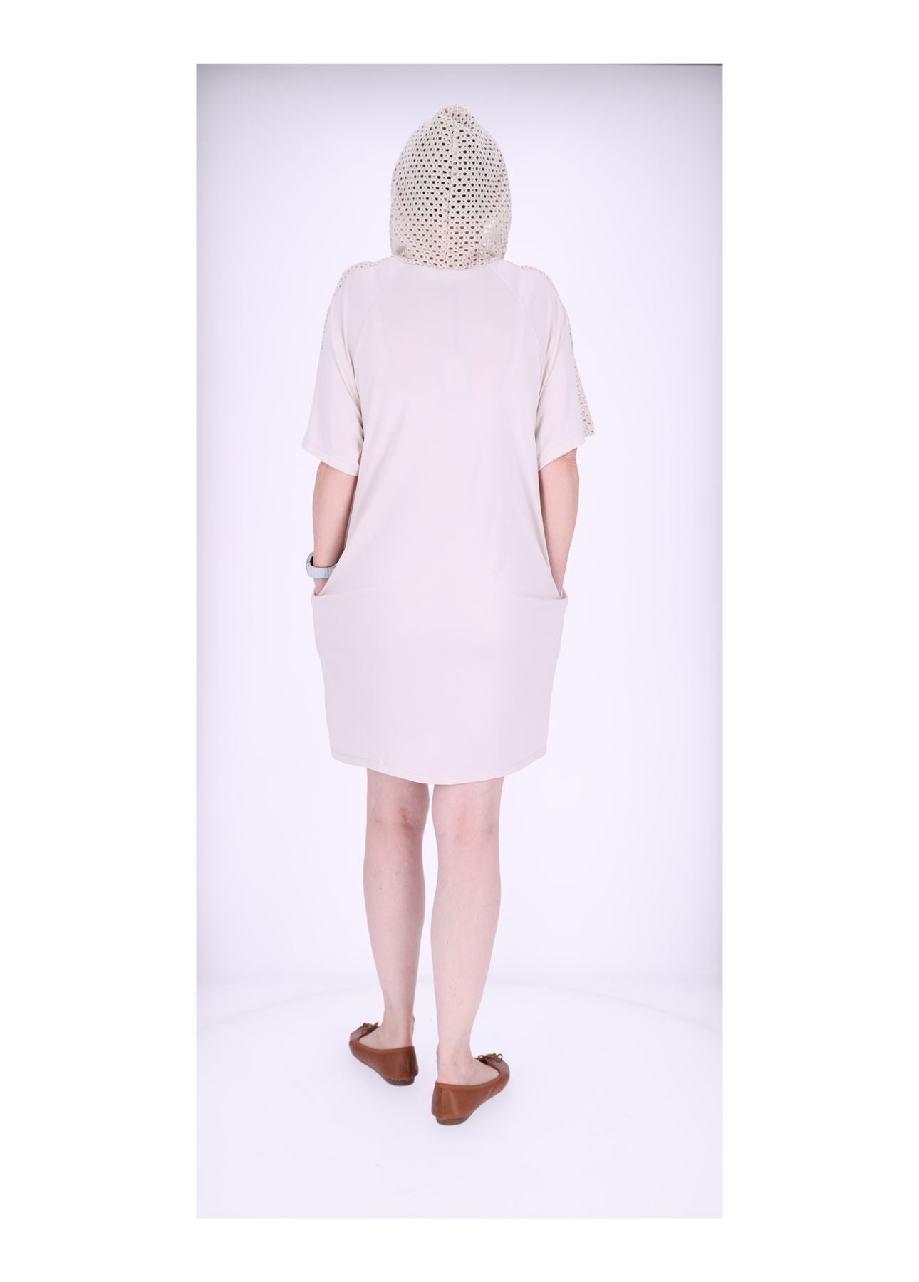 Damen Sweatkleid Kapuze Teddy