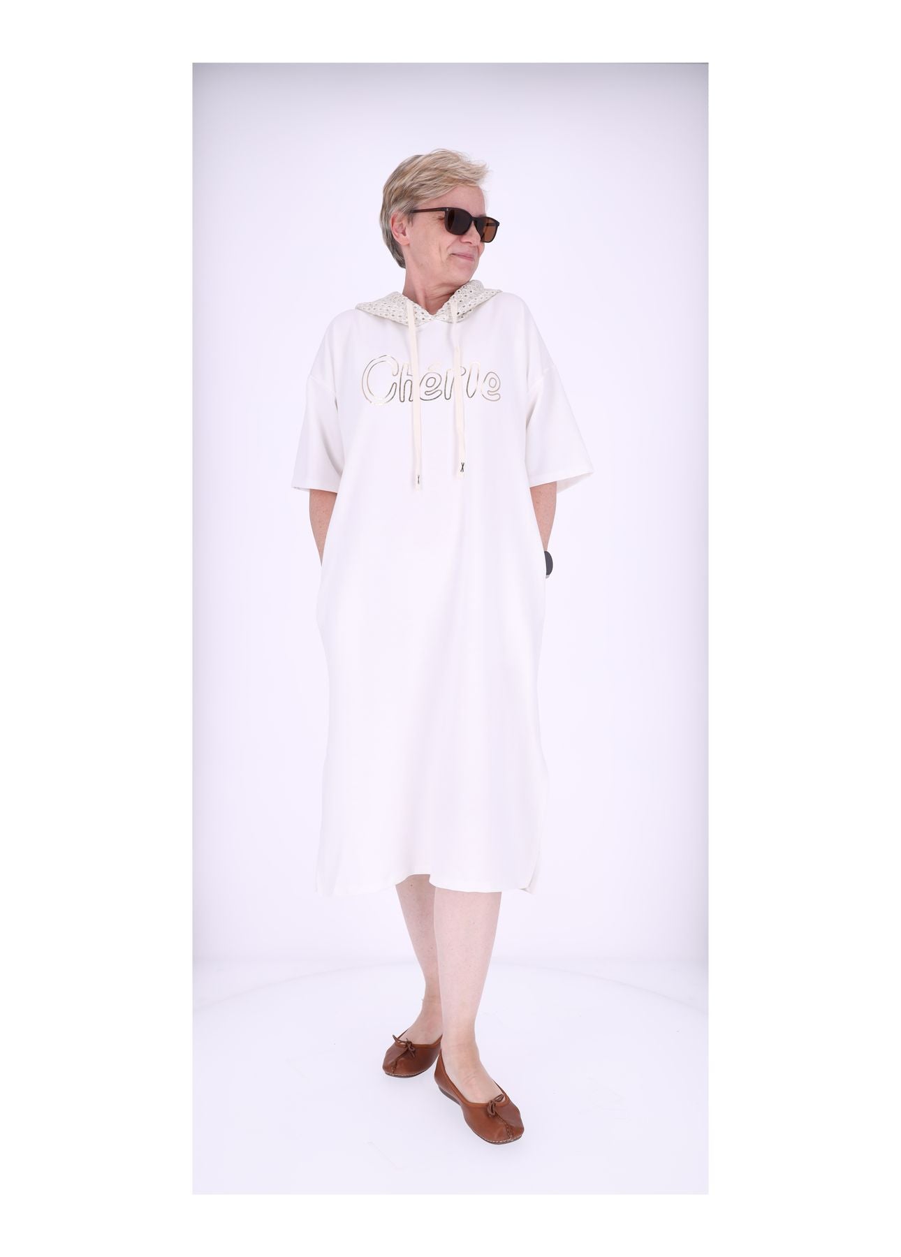 Damen Sweatkleid Kapuze Cherie