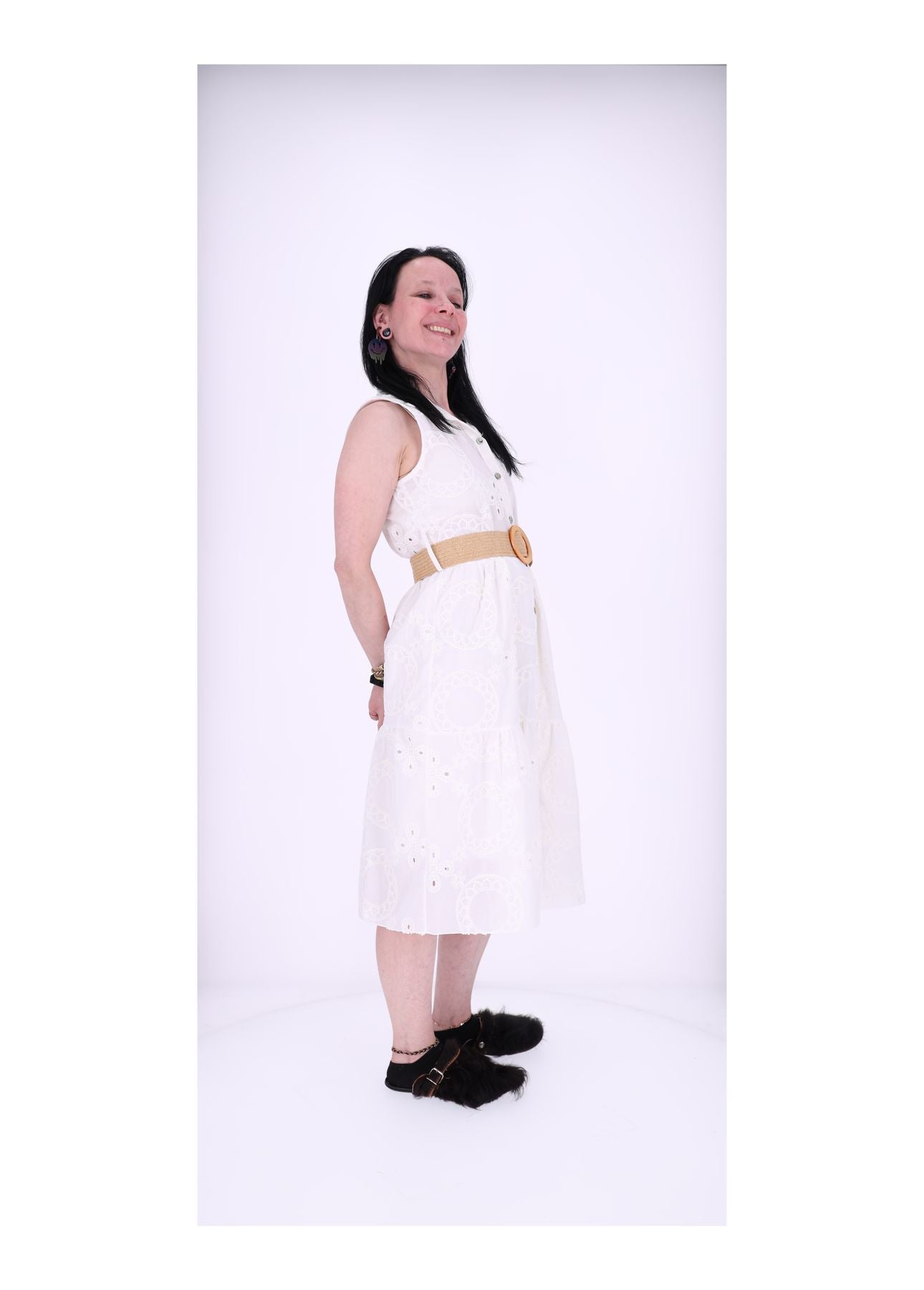 Damen Blusenkleid ohne Arm Boho-Style