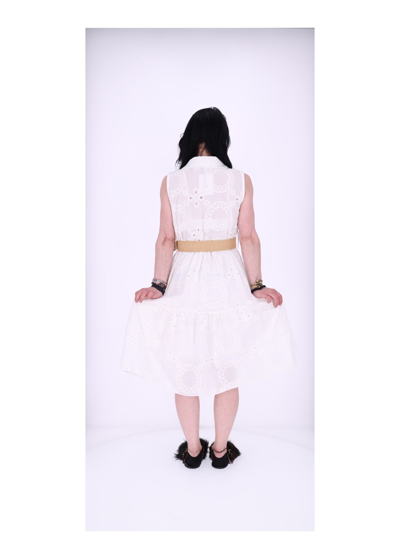 Damen Blusenkleid ohne Arm Boho-Style