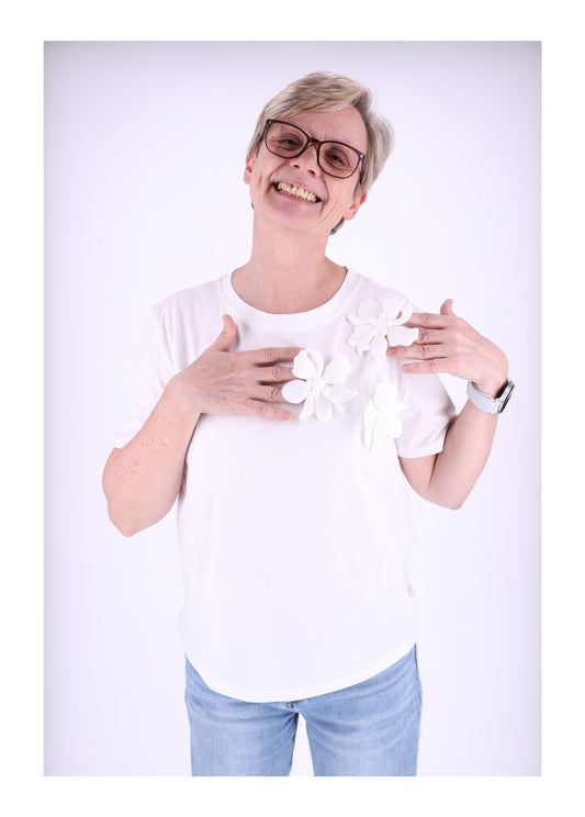 T-Shirt Damen mit Ansteckblume
