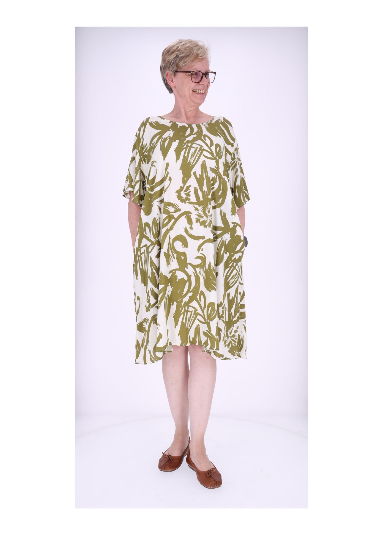 Kleid Damen Einschubtaschen Print Floral