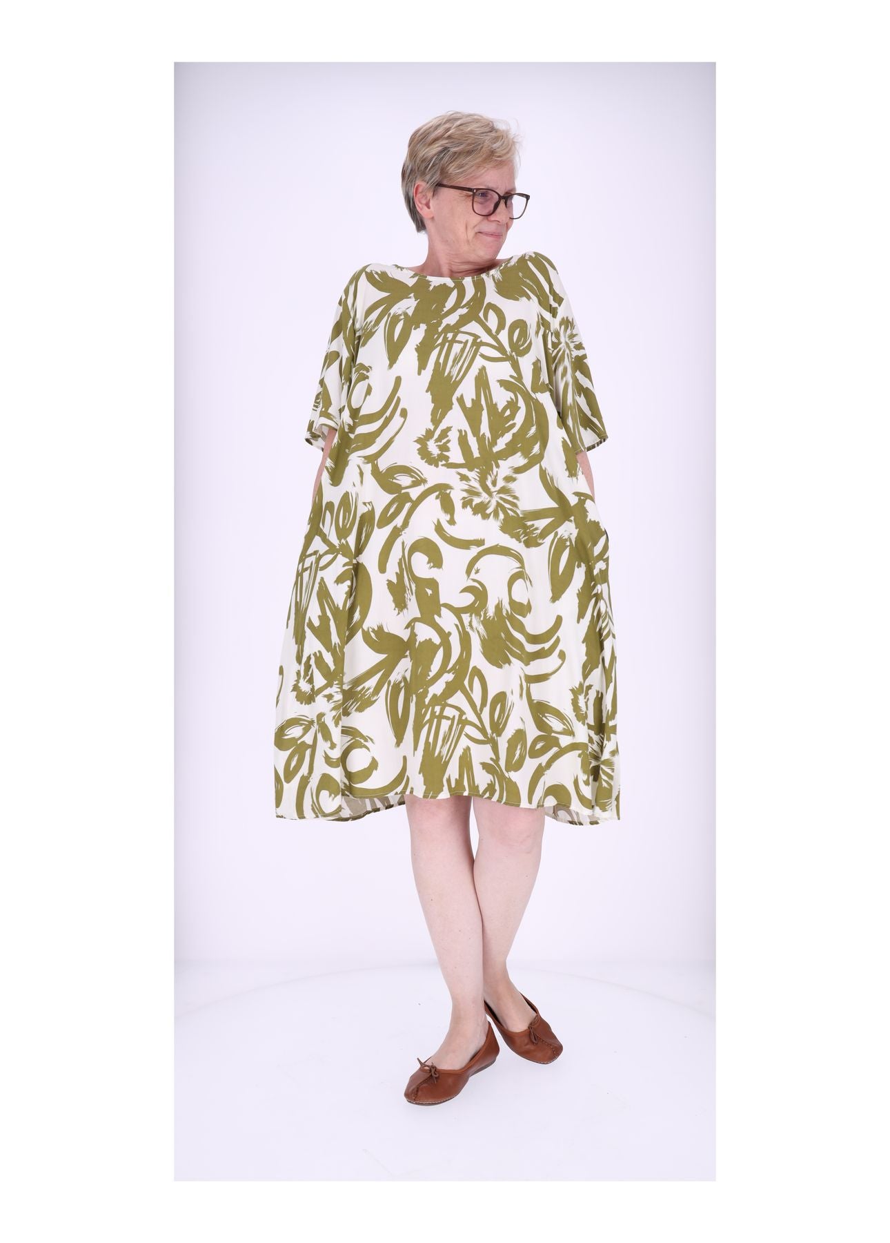 Kleid Damen Einschubtaschen Print Floral