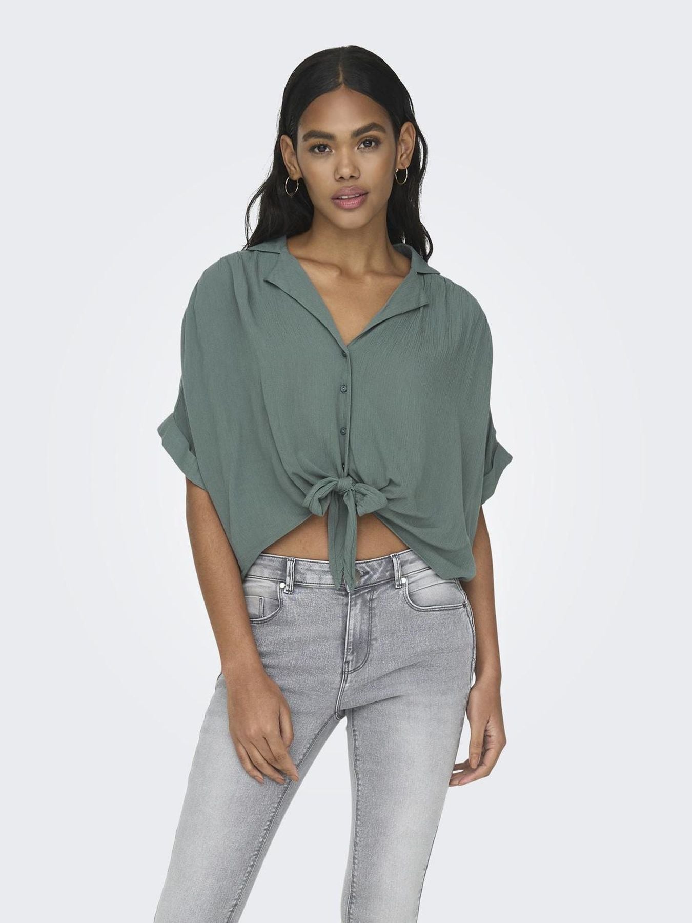 Damen ONLPAULA LIFE S/S TIE SHIRT WVN NOO