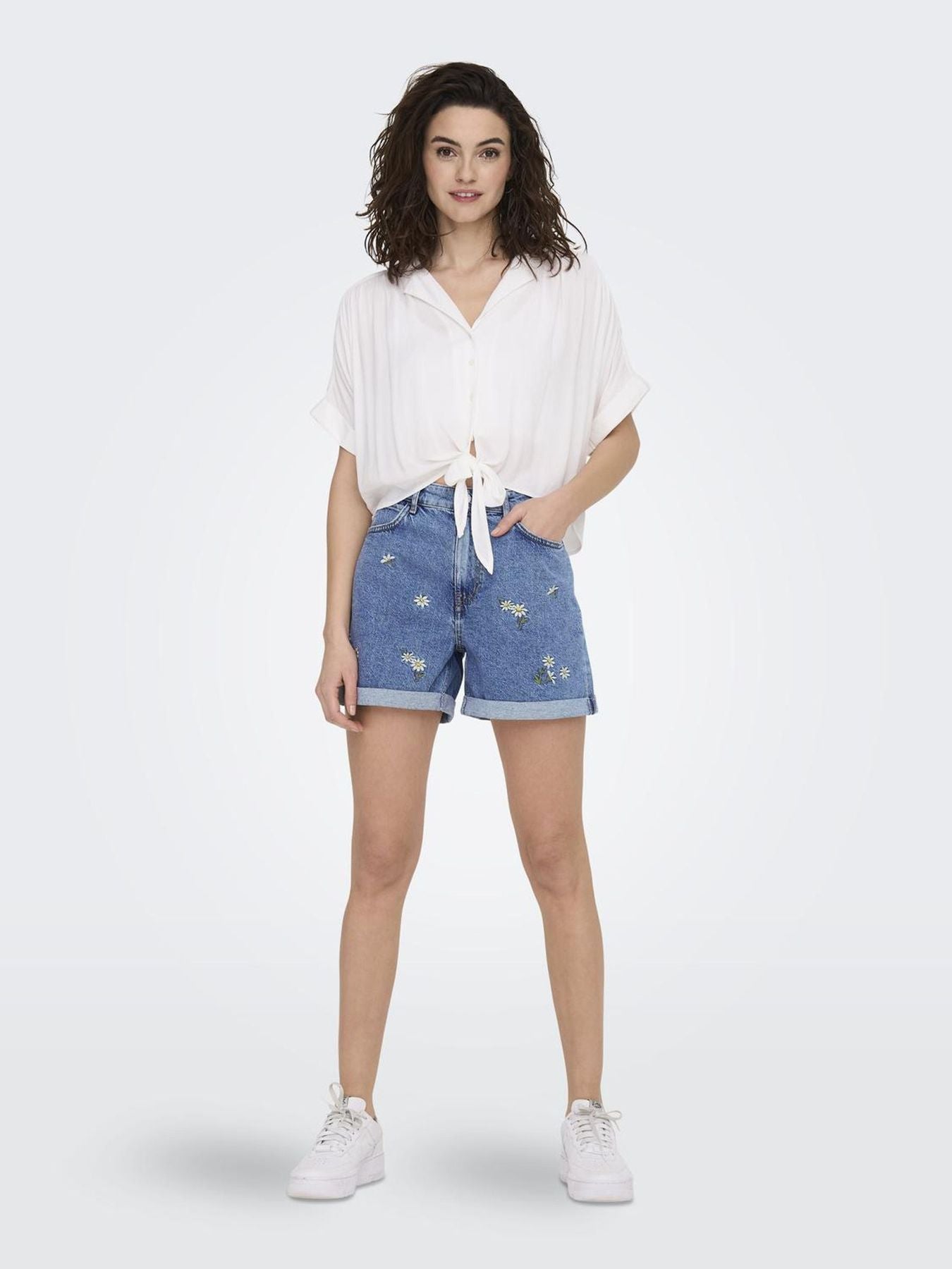 Damen ONLPAULA LIFE S/S TIE SHIRT WVN NOO