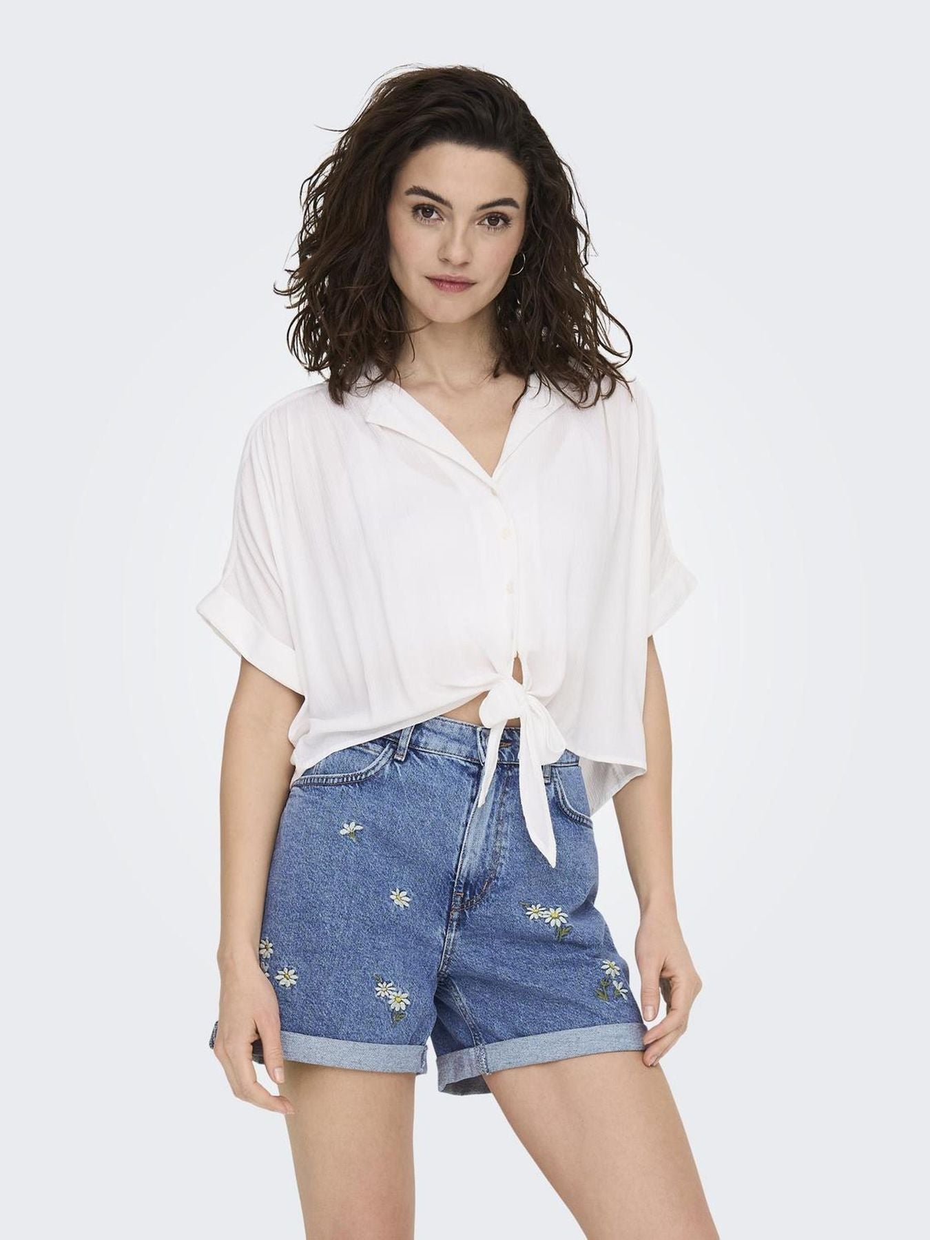 Damen ONLPAULA LIFE S/S TIE SHIRT WVN NOO