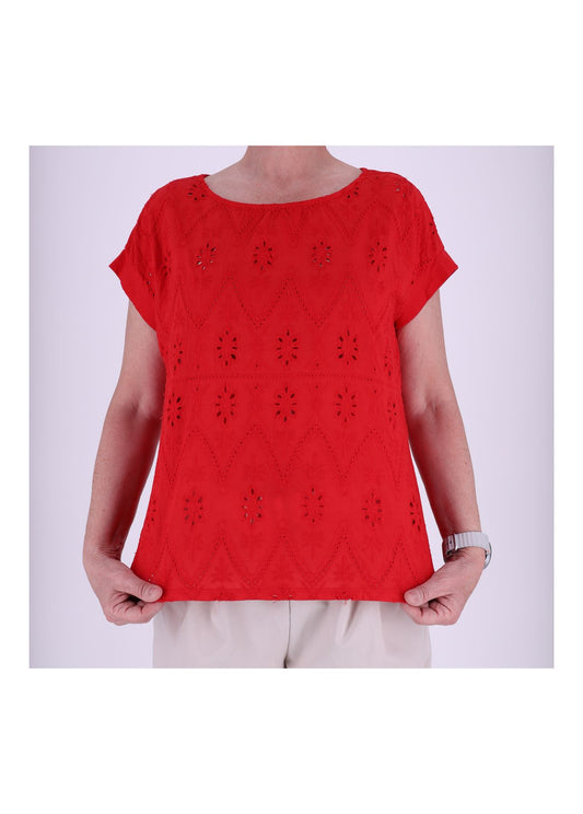 T-Shirt Damen Lochmuster Vorderteil