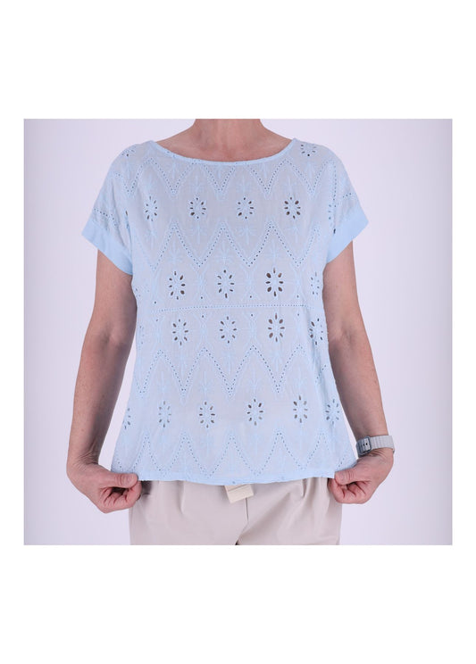 T-Shirt Damen Lochmuster Vorderteil