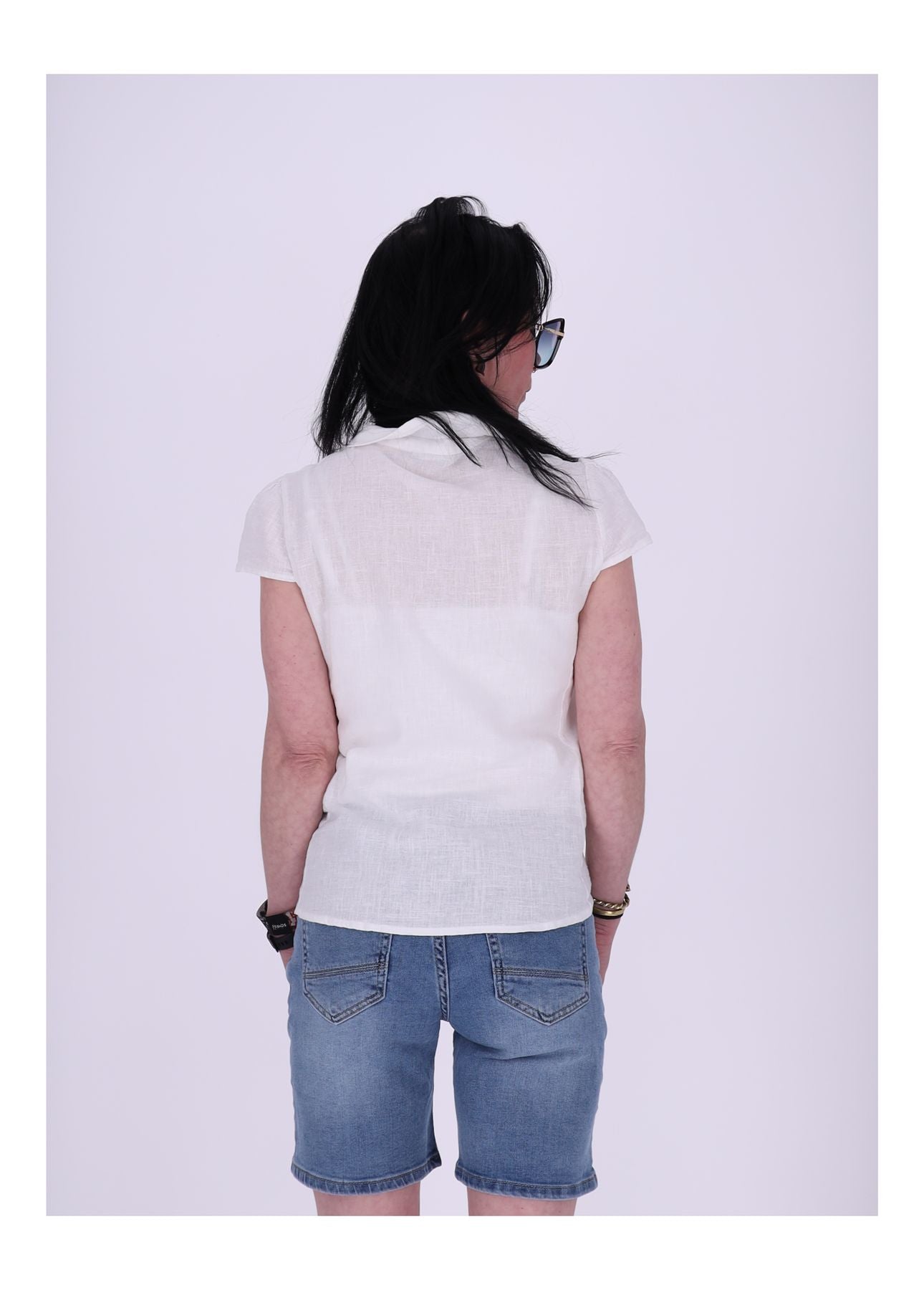 Leinenbluse Damen angeschnittener Arm